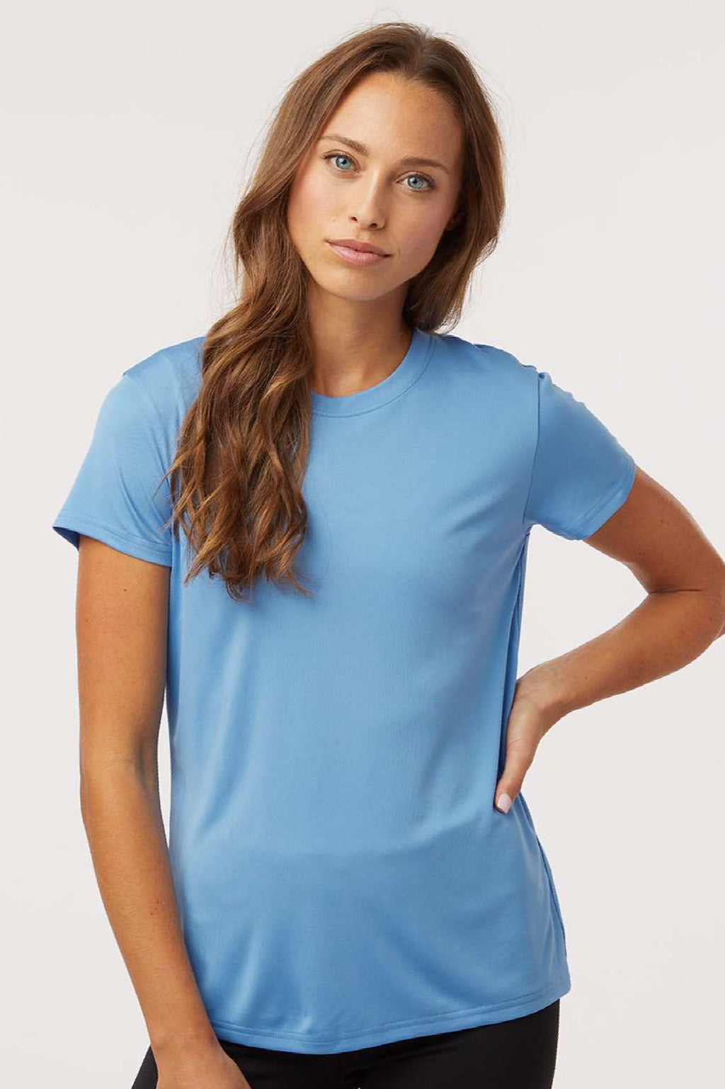 AllPro 48000L Womens Pro Lock Performance Short Sleeve Crewneck T-Shirt Carolina Blue Model Front