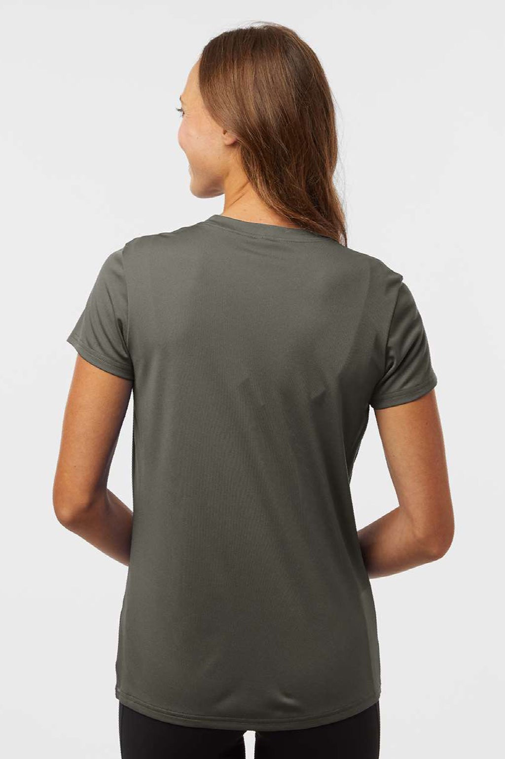 AllPro 48000L Womens Pro Lock Performance Short Sleeve Crewneck T-Shirt Charcoal Grey Model Back