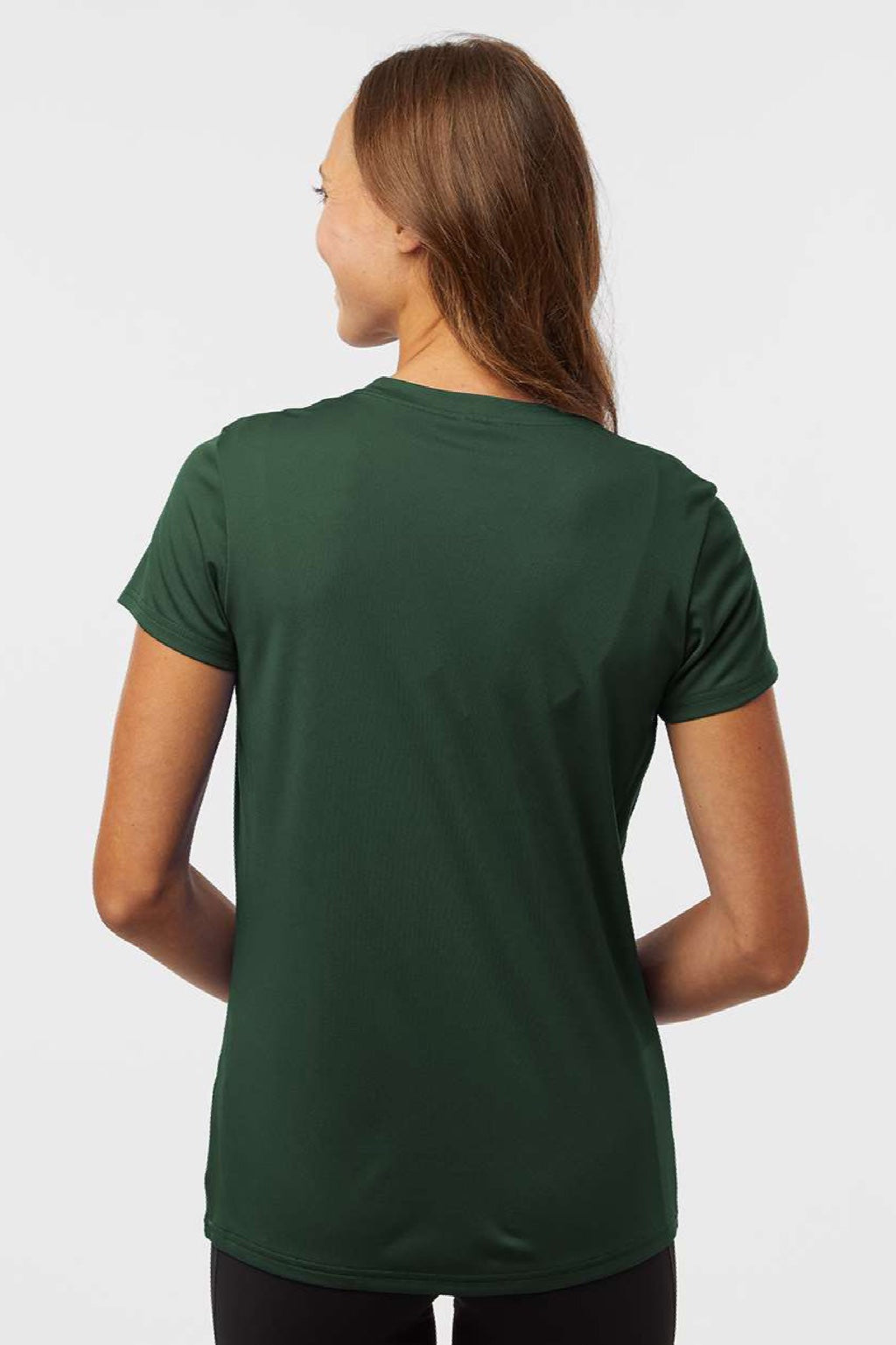 AllPro 48000L Womens Pro Lock Performance Short Sleeve Crewneck T-Shirt Forest Green Model Back