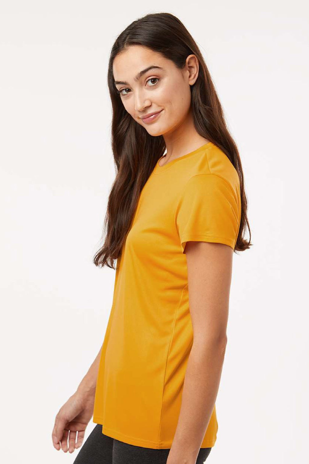AllPro 48000L Womens Pro Lock Performance Short Sleeve Crewneck T-Shirt Gold Model Side