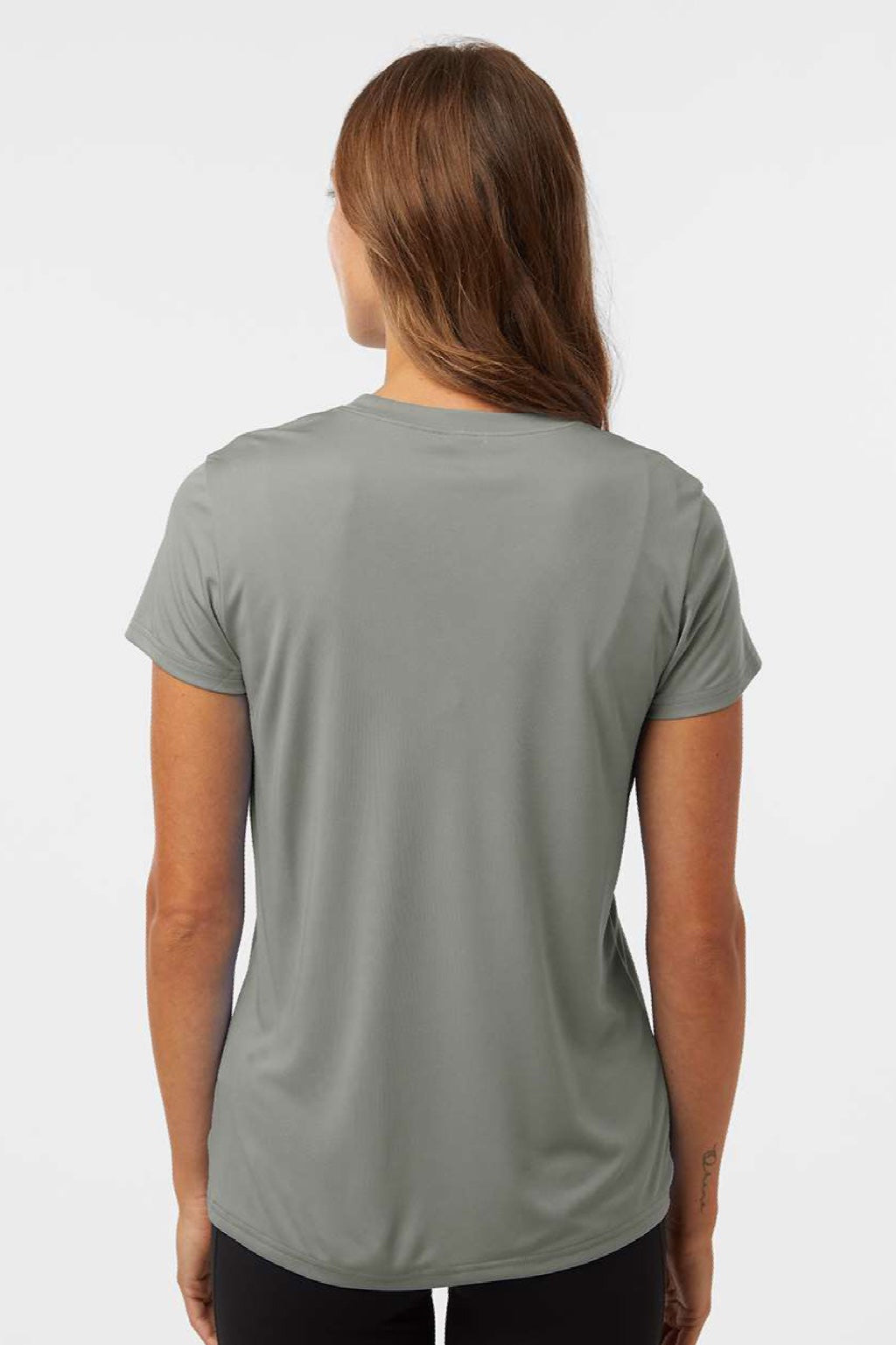 AllPro 48000L Womens Pro Lock Performance Short Sleeve Crewneck T-Shirt Greystone Model Back