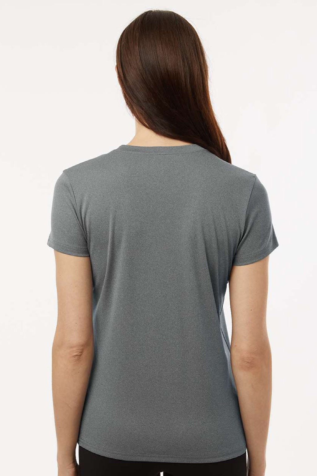 AllPro 48000L Womens Pro Lock Performance Short Sleeve Crewneck T-Shirt Heather Granite Grey Model Back