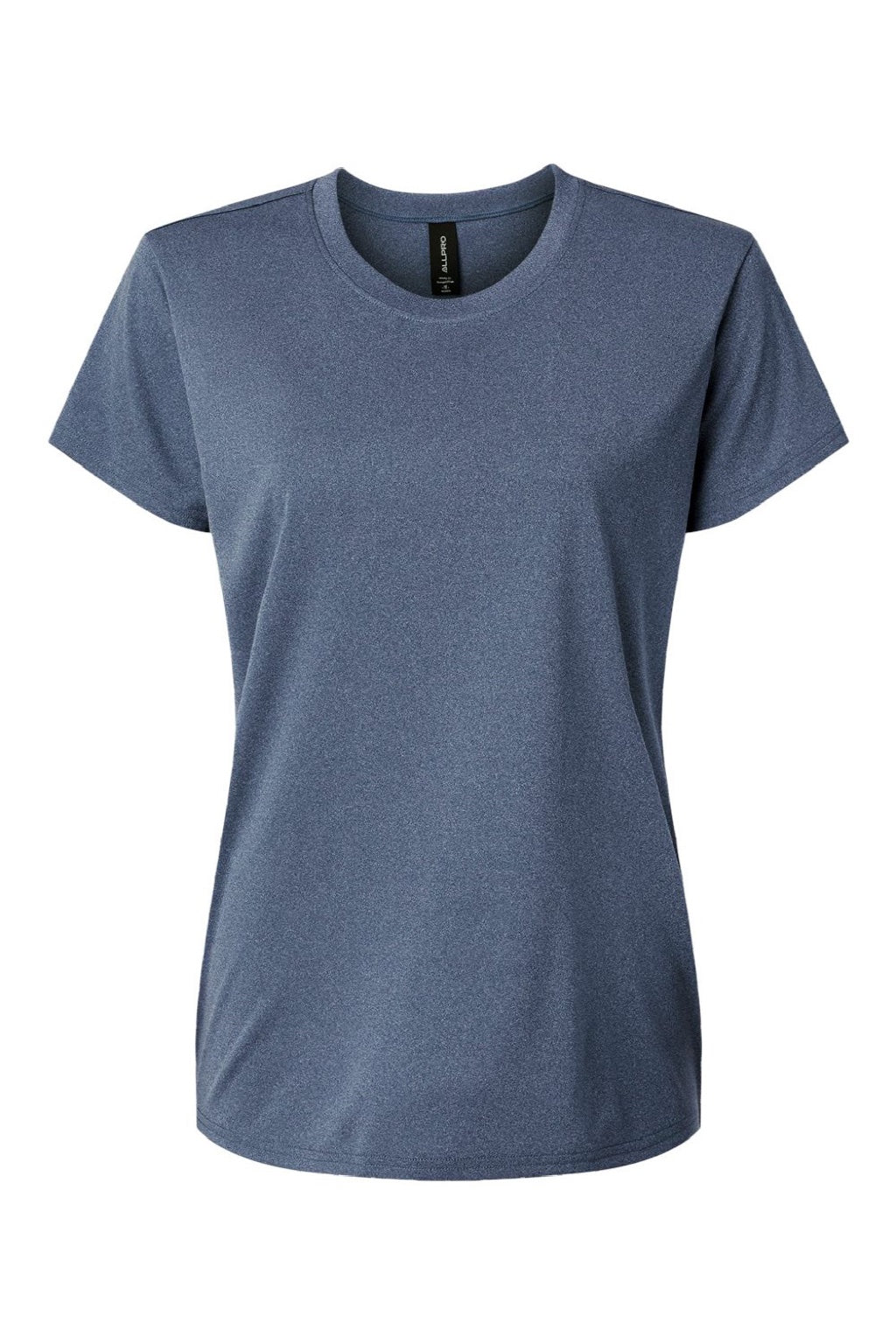 AllPro 48000L Womens Pro Lock Performance Short Sleeve Crewneck T-Shirt Heather Navy Blue Flat Front