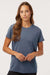AllPro 48000L Womens Pro Lock Performance Short Sleeve Crewneck T-Shirt Heather Navy Blue Model Front