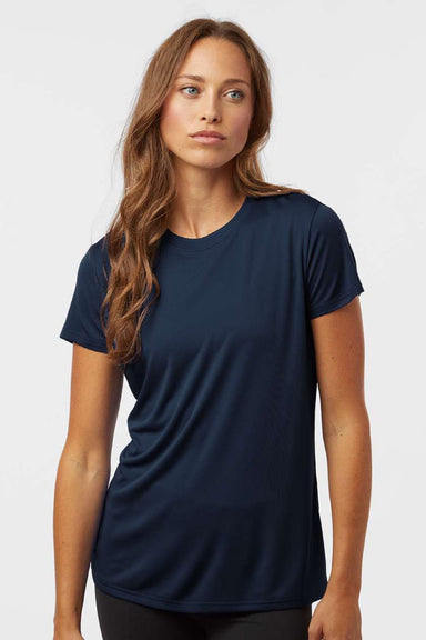 AllPro 48000L Womens Pro Lock Performance Short Sleeve Crewneck T-Shirt Navy Blue Model Front