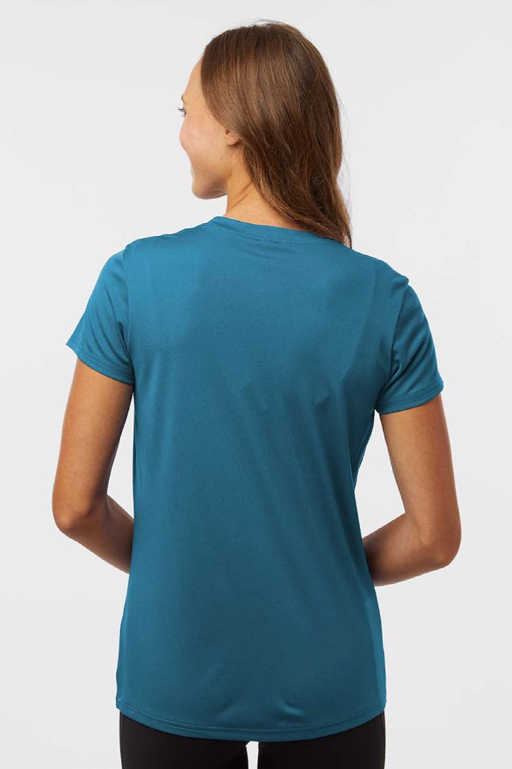 AllPro 48000L Womens Pro Lock Performance Short Sleeve Crewneck T-Shirt Pacific Blue Model Back