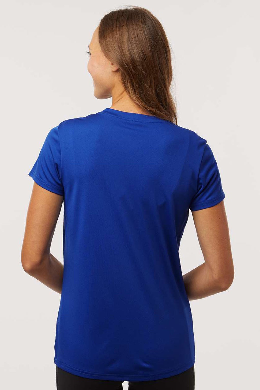 AllPro 48000L Womens Pro Lock Performance Short Sleeve Crewneck T-Shirt Royal Blue Model Back