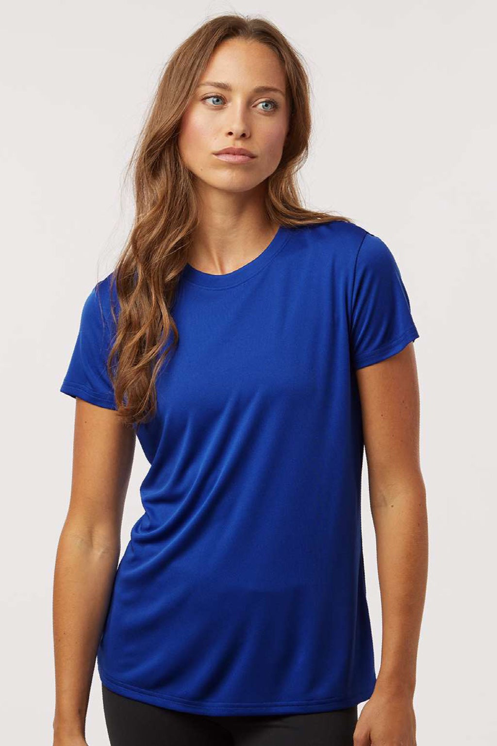 AllPro 48000L Womens Pro Lock Performance Short Sleeve Crewneck T-Shirt Royal Blue Model Front
