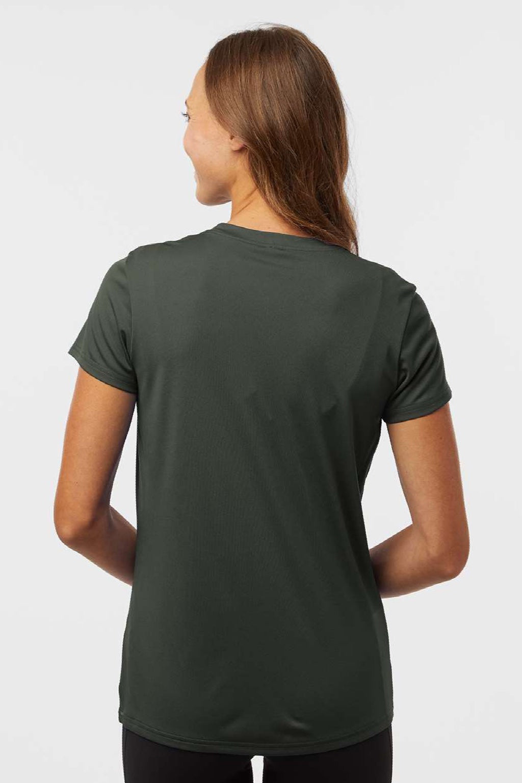 AllPro 48000L Womens Pro Lock Performance Short Sleeve Crewneck T-Shirt Smoke Grey Model Back