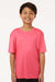 AllPro 48000Y Youth Pro Lock Performance Short Sleeve Crewneck T-Shirt Bright Pink Model Front