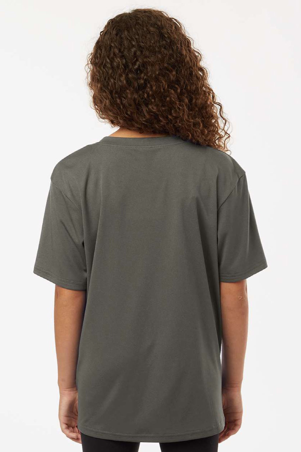 AllPro 48000Y Youth Pro Lock Performance Short Sleeve Crewneck T-Shirt Charcoal Grey Model Back