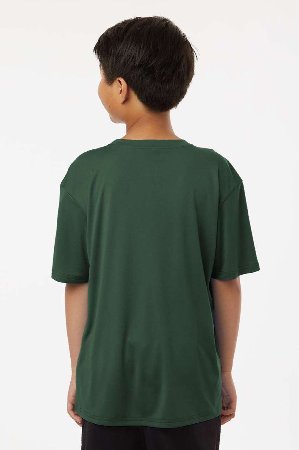 AllPro 48000Y Youth Pro Lock Performance Short Sleeve Crewneck T-Shirt Forest Green Model Back