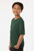 AllPro 48000Y Youth Pro Lock Performance Short Sleeve Crewneck T-Shirt Forest Green Model Side