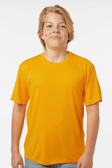 AllPro 48000Y Youth Pro Lock Performance Short Sleeve Crewneck T-Shirt Gold Model Front