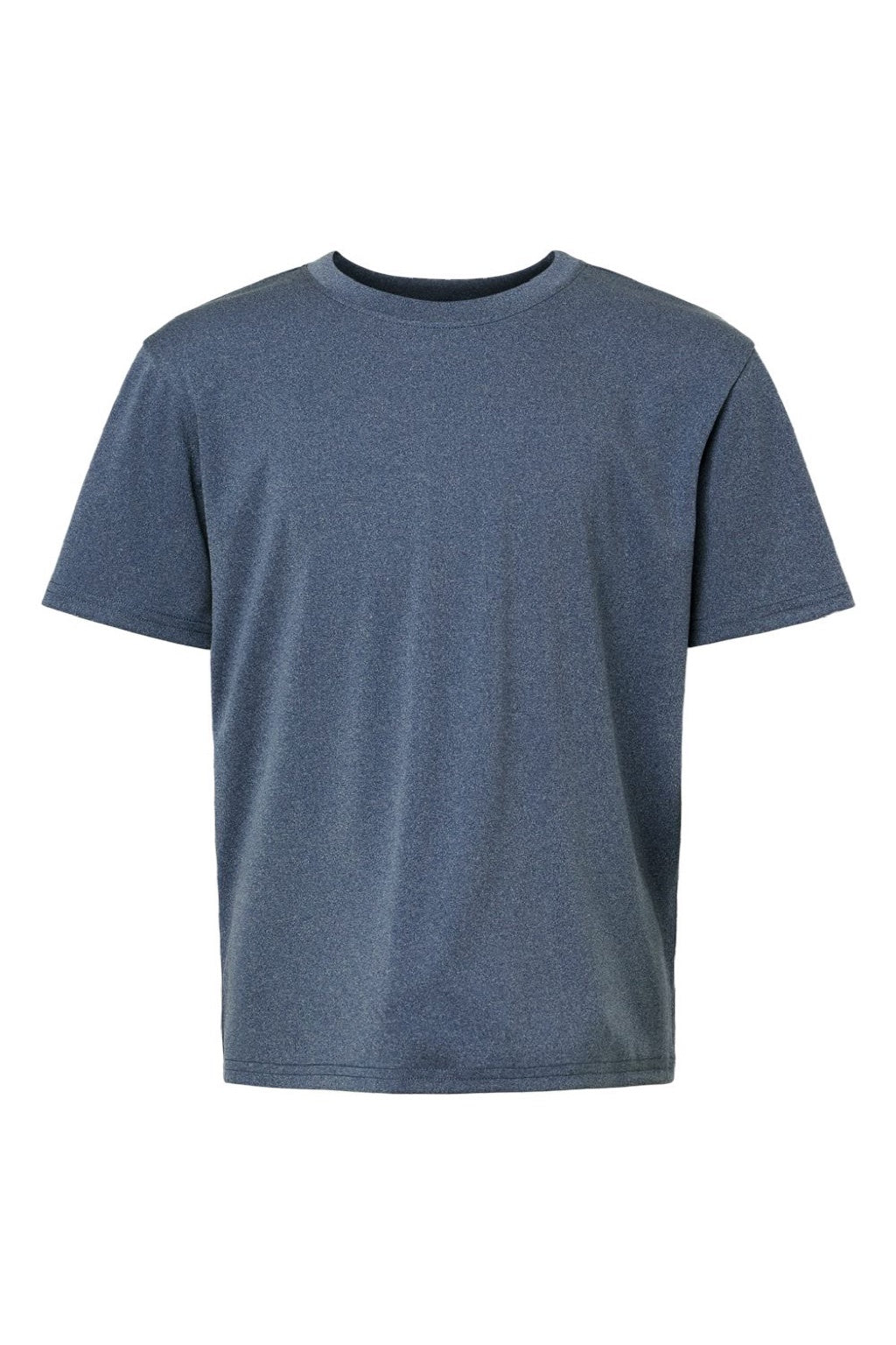 AllPro 48000Y Youth Pro Lock Performance Short Sleeve Crewneck T-Shirt Heather Navy Blue Flat Front