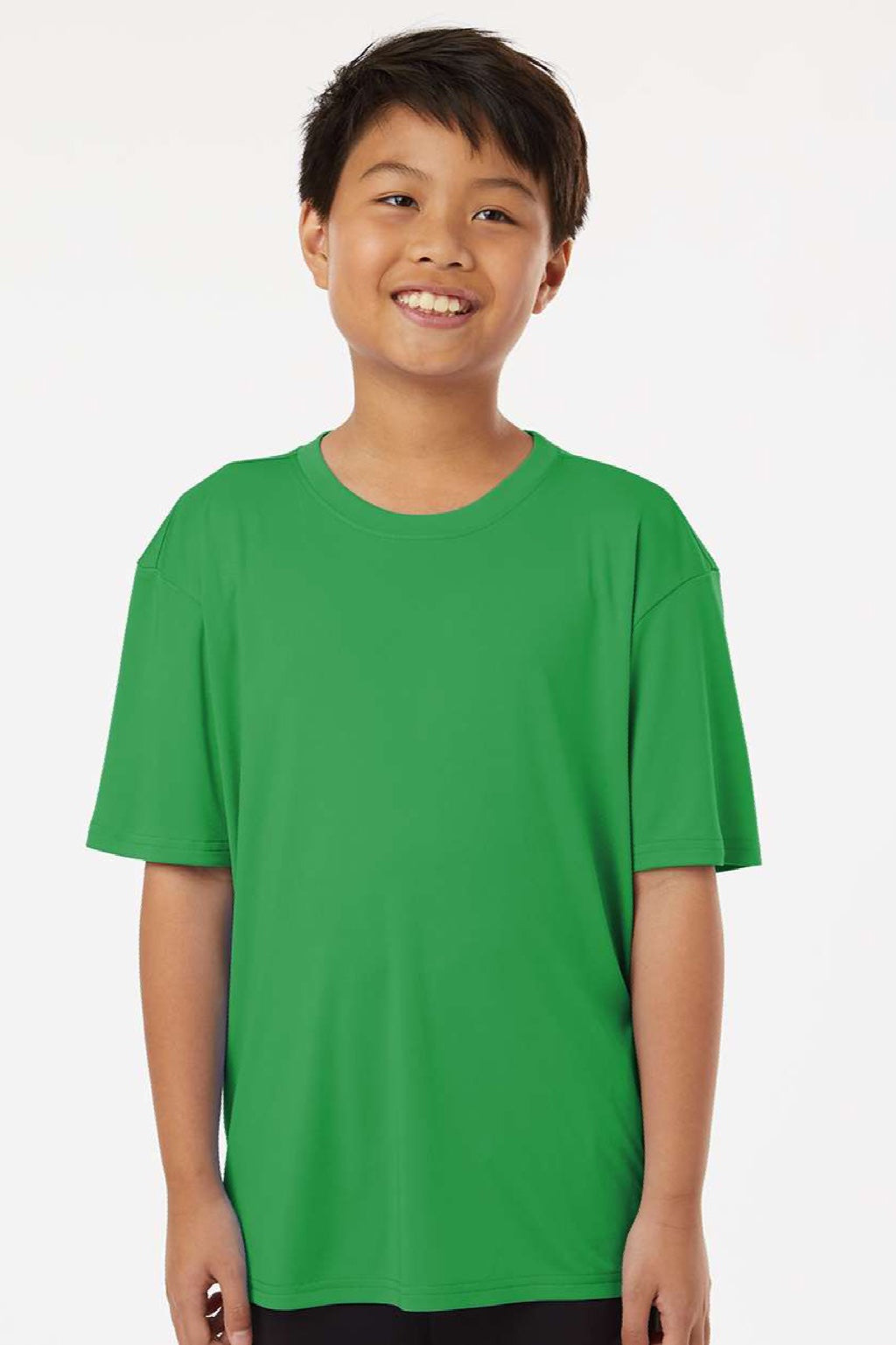 AllPro 48000Y Youth Pro Lock Performance Short Sleeve Crewneck T-Shirt Kelly Green Model Front