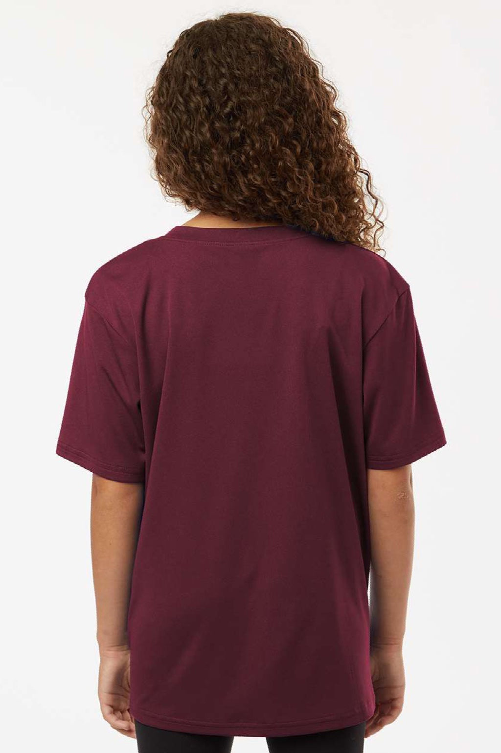 AllPro 48000Y Youth Pro Lock Performance Short Sleeve Crewneck T-Shirt Maroon Model Back