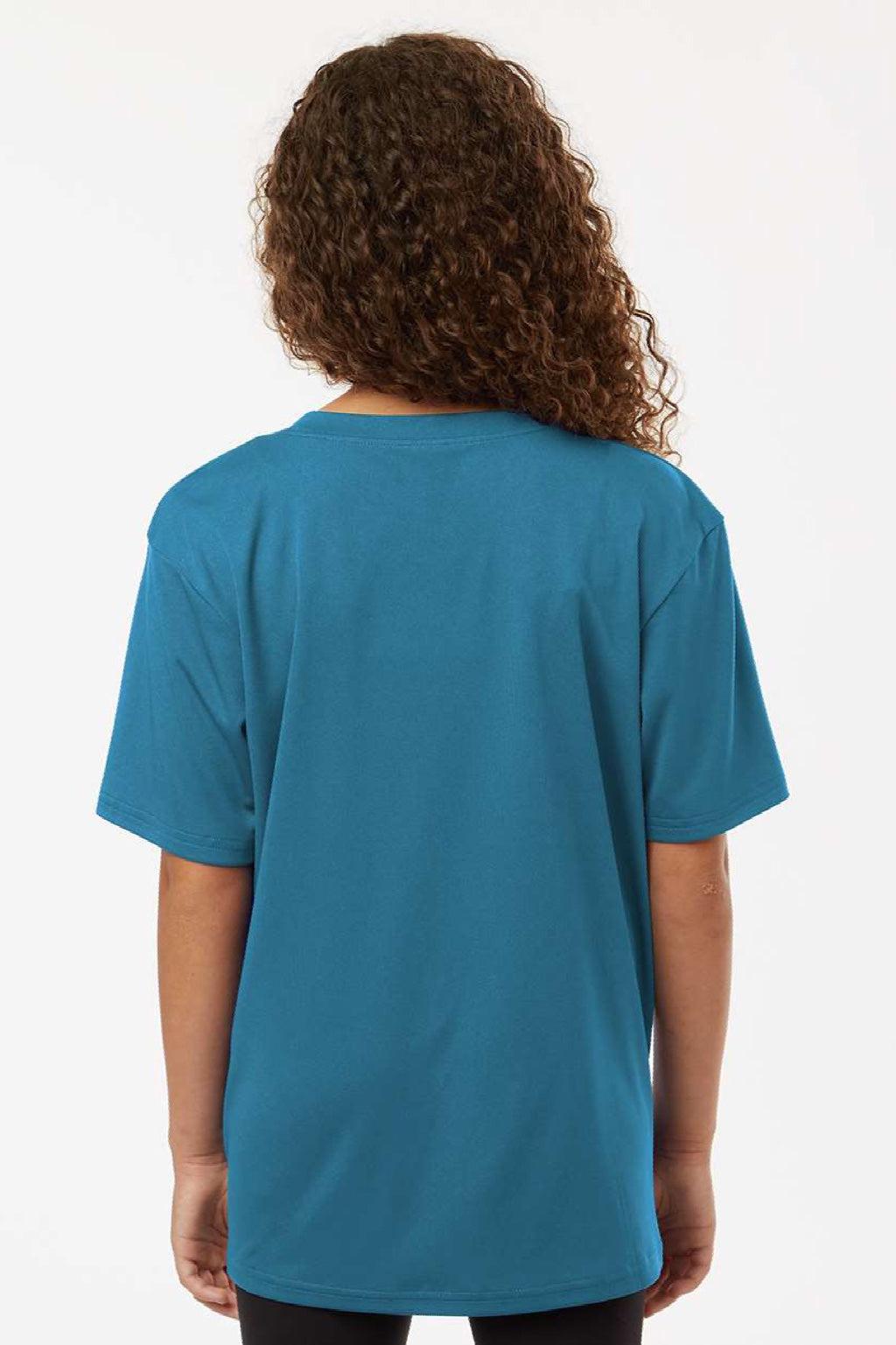 AllPro 48000Y Youth Pro Lock Performance Short Sleeve Crewneck T-Shirt Pacific Blue Model Back
