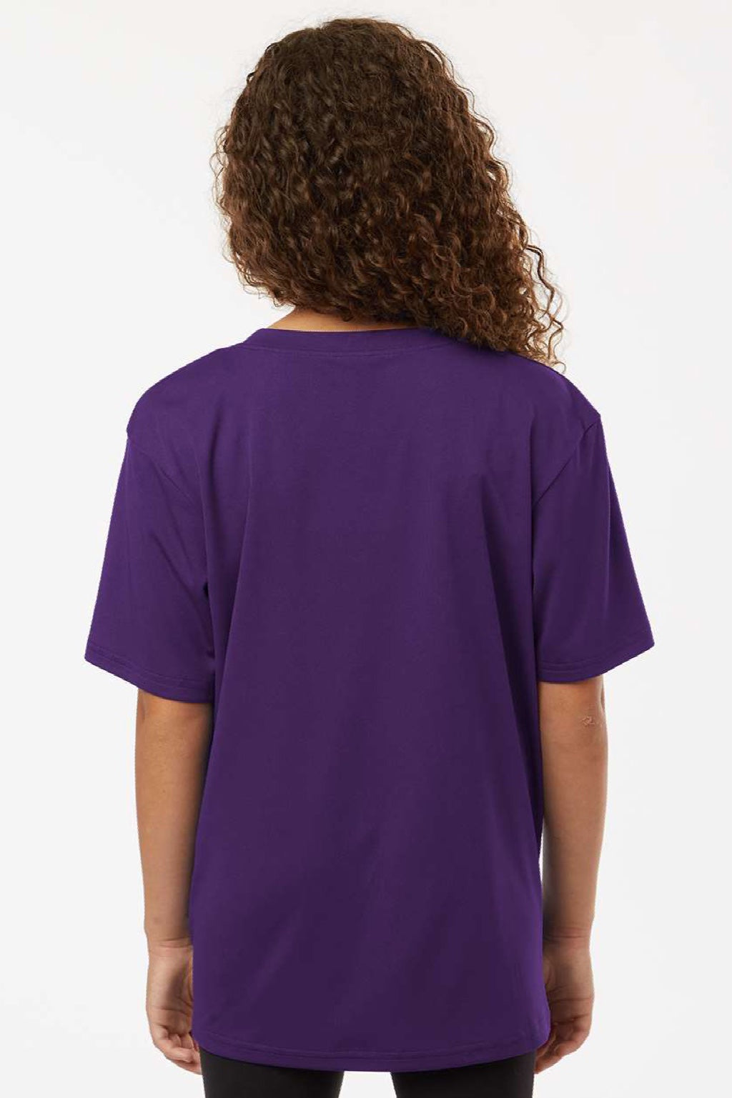 AllPro 48000Y Youth Pro Lock Performance Short Sleeve Crewneck T-Shirt Purple Model Back