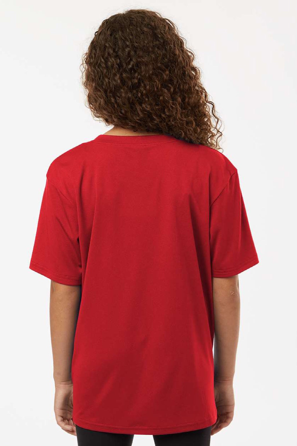 AllPro 48000Y Youth Pro Lock Performance Short Sleeve Crewneck T-Shirt Red Model Back