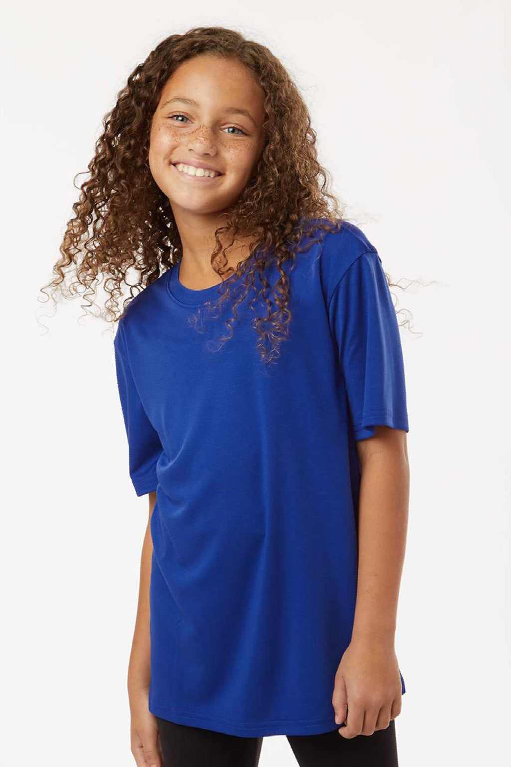 AllPro 48000Y Youth Pro Lock Performance Short Sleeve Crewneck T-Shirt Royal Blue Model Front