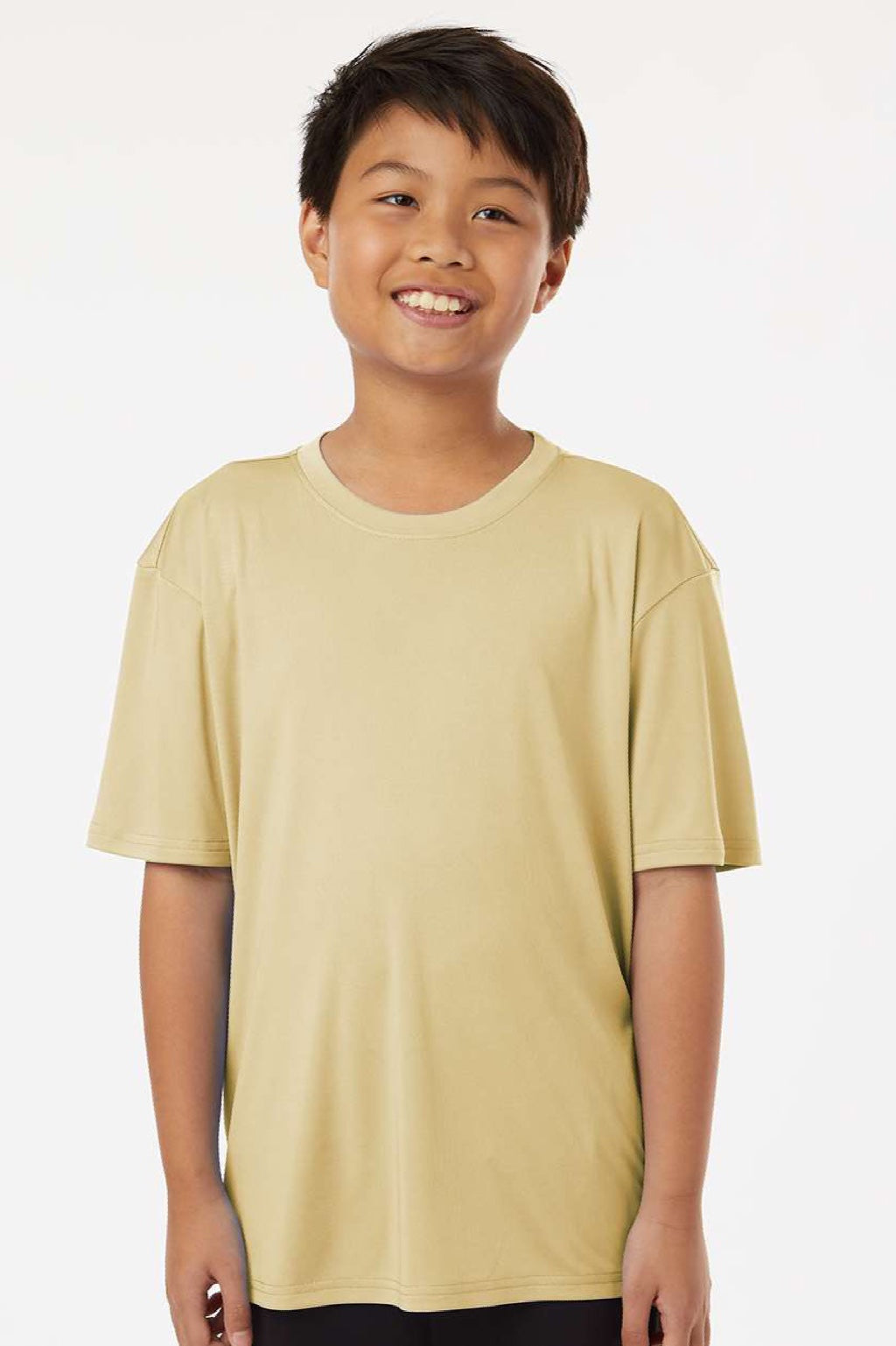 AllPro 48000Y Youth Pro Lock Performance Short Sleeve Crewneck T-Shirt Vegas Gold Model Front