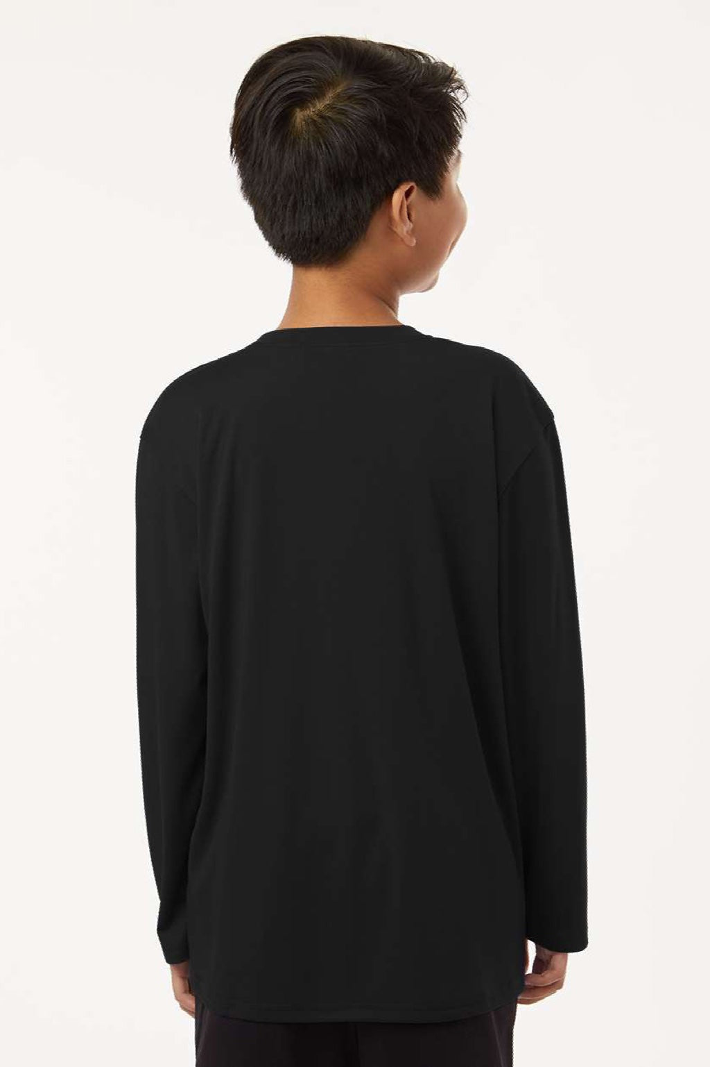 AllPro 48400Y Youth Pro Lock Performance Long Sleeve Crewneck T-Shirt Black Model Back