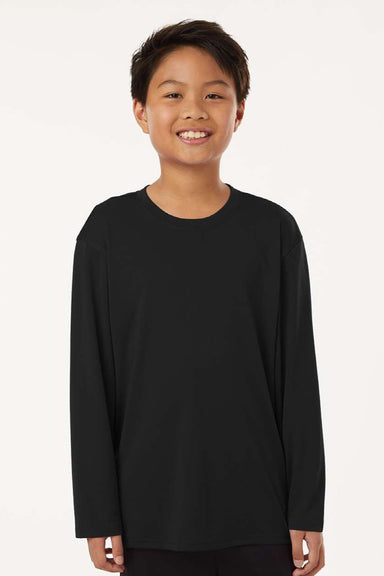 AllPro 48400Y Youth Pro Lock Performance Long Sleeve Crewneck T-Shirt Black Model Front