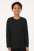 AllPro 48400Y Youth Pro Lock Performance Long Sleeve Crewneck T-Shirt Black Model Front