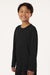 AllPro 48400Y Youth Pro Lock Performance Long Sleeve Crewneck T-Shirt Black Model Side