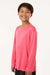 AllPro 48400Y Youth Pro Lock Performance Long Sleeve Crewneck T-Shirt Bright Pink Model Side