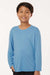 AllPro 48400Y Youth Pro Lock Performance Long Sleeve Crewneck T-Shirt Carolina Blue Model Front