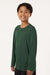 AllPro 48400Y Youth Pro Lock Performance Long Sleeve Crewneck T-Shirt Forest Green Model Side