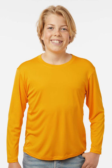 AllPro 48400Y Youth Pro Lock Performance Long Sleeve Crewneck T-Shirt Gold Model Front