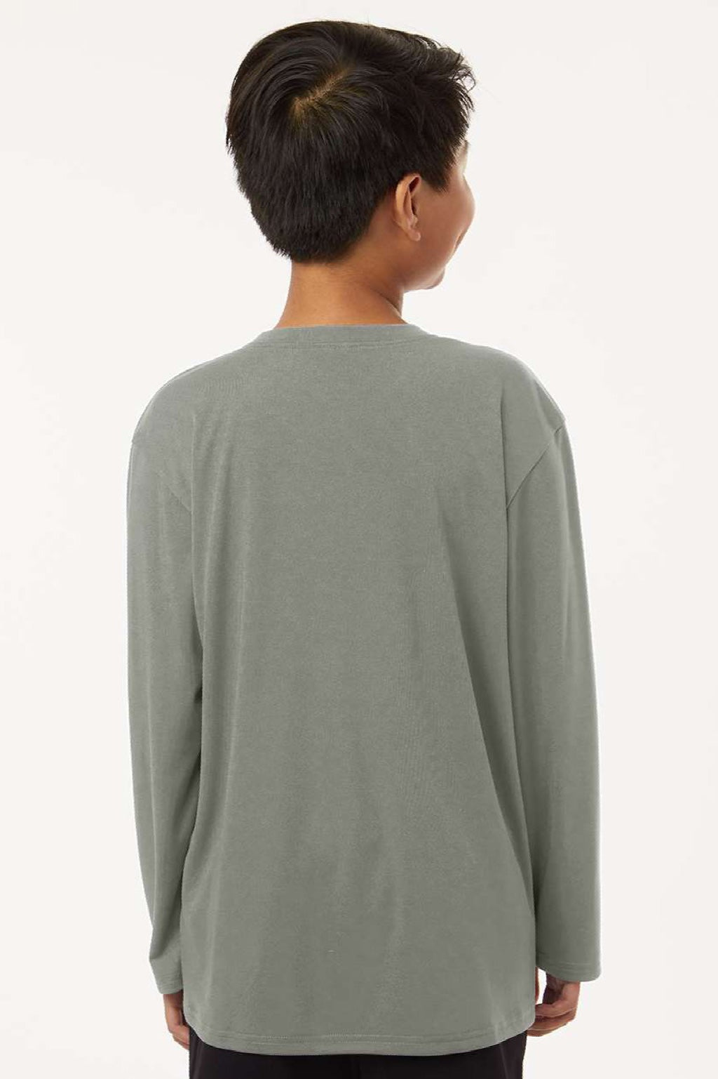 AllPro 48400Y Youth Pro Lock Performance Long Sleeve Crewneck T-Shirt Greystone Model Back
