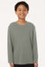 AllPro 48400Y Youth Pro Lock Performance Long Sleeve Crewneck T-Shirt Greystone Model Front