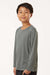 AllPro 48400Y Youth Pro Lock Performance Long Sleeve Crewneck T-Shirt Heather Granite Grey Model Side