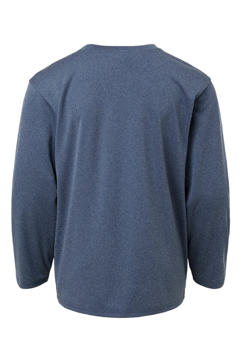 AllPro 48400Y Youth Pro Lock Performance Long Sleeve Crewneck T-Shirt Heather Navy Blue Flat Back