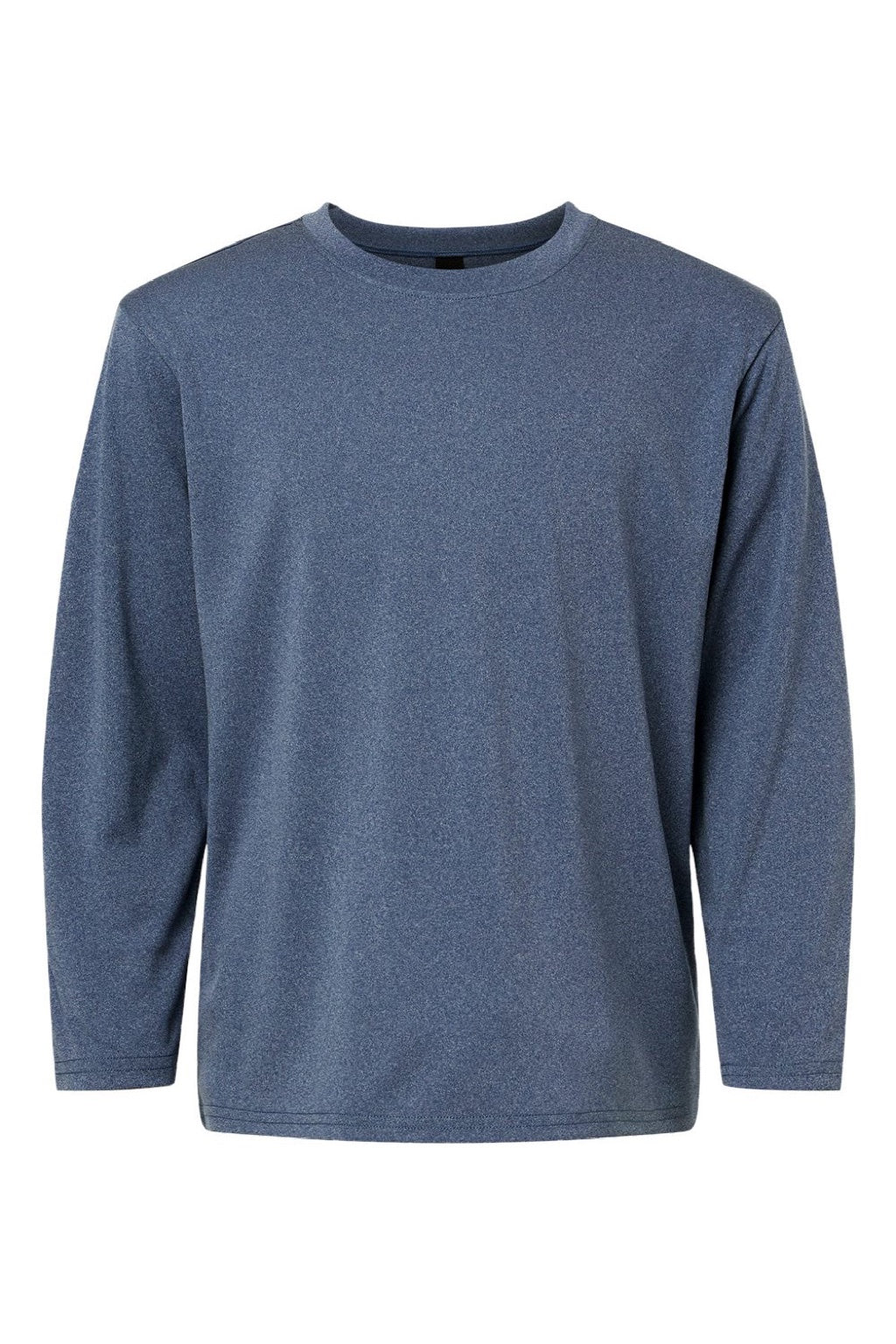 AllPro 48400Y Youth Pro Lock Performance Long Sleeve Crewneck T-Shirt Heather Navy Blue Flat Front