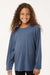 AllPro 48400Y Youth Pro Lock Performance Long Sleeve Crewneck T-Shirt Heather Navy Blue Model Front