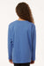 AllPro 48400Y Youth Pro Lock Performance Long Sleeve Crewneck T-Shirt Heather Royal Blue Model Back