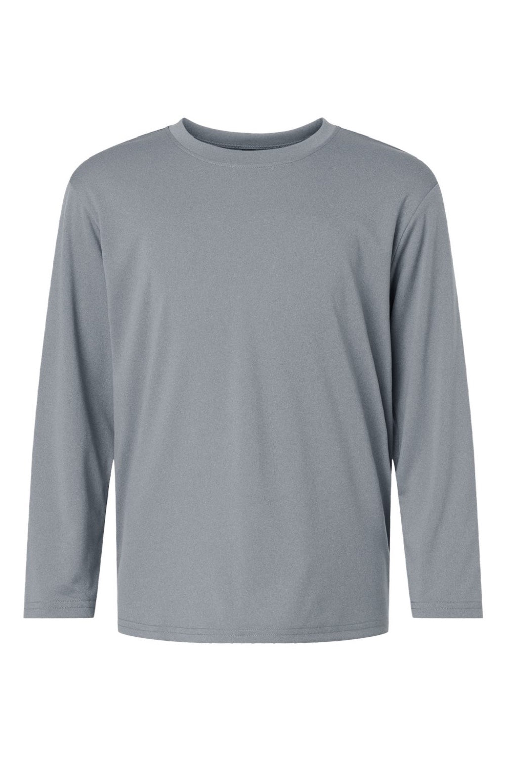 AllPro 48400Y Youth Pro Lock Performance Long Sleeve Crewneck T-Shirt Heather Steel Grey Flat Front