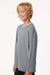 AllPro 48400Y Youth Pro Lock Performance Long Sleeve Crewneck T-Shirt Heather Steel Grey Model Side