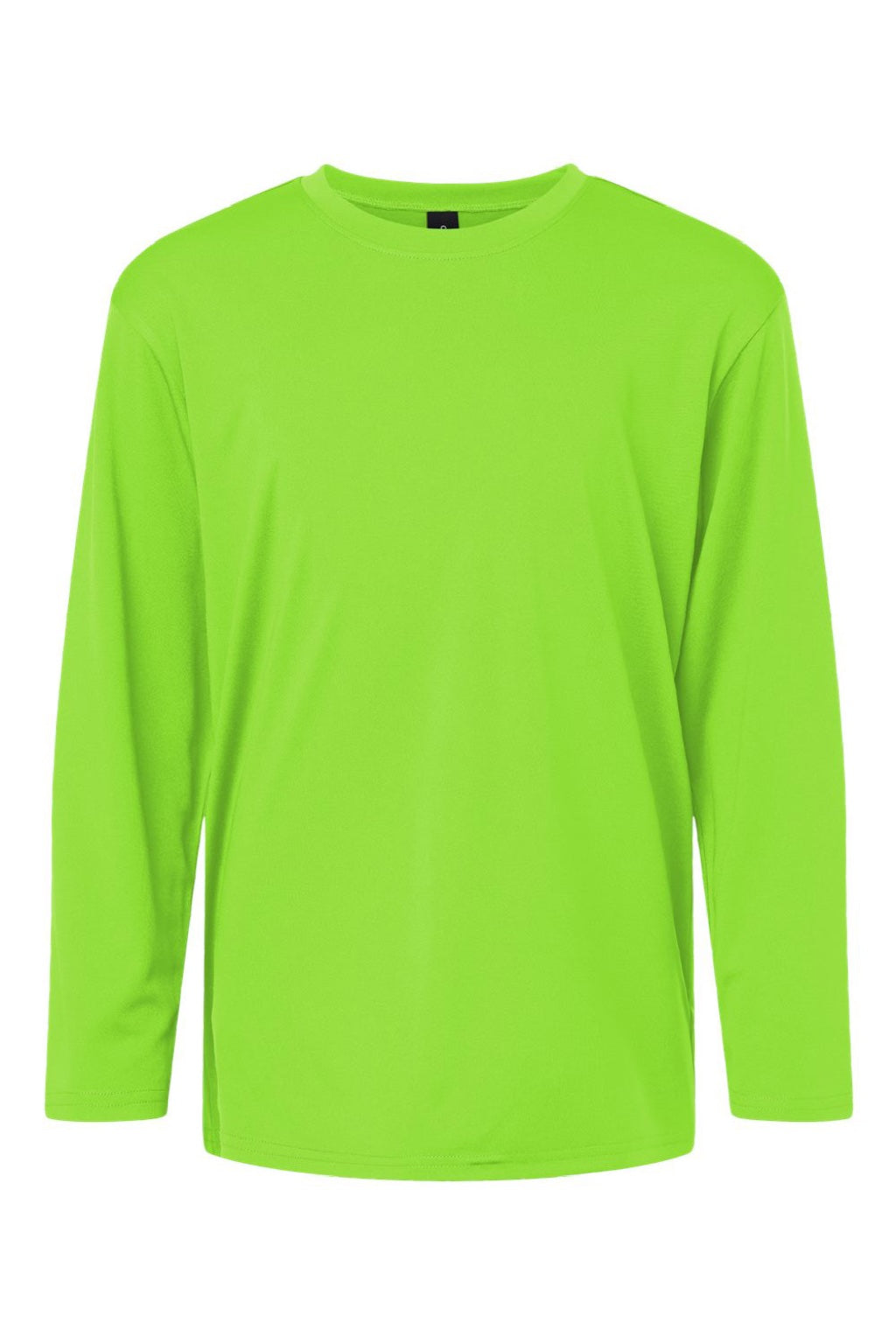 AllPro 48400Y Youth Pro Lock Performance Long Sleeve Crewneck T-Shirt Lime Green Flat Front