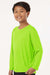 AllPro 48400Y Youth Pro Lock Performance Long Sleeve Crewneck T-Shirt Lime Green Model Side