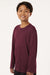 AllPro 48400Y Youth Pro Lock Performance Long Sleeve Crewneck T-Shirt Maroon Model Side