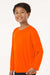 AllPro 48400Y Youth Pro Lock Performance Long Sleeve Crewneck T-Shirt Neon Orange Model Side