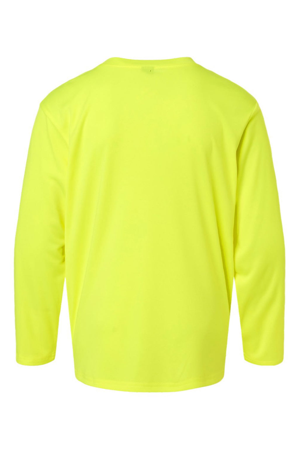 AllPro 48400Y Youth Pro Lock Performance Long Sleeve Crewneck T-Shirt Neon Yellow Flat Back