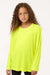 AllPro 48400Y Youth Pro Lock Performance Long Sleeve Crewneck T-Shirt Neon Yellow Model Front