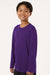 AllPro 48400Y Youth Pro Lock Performance Long Sleeve Crewneck T-Shirt Purple Model Side